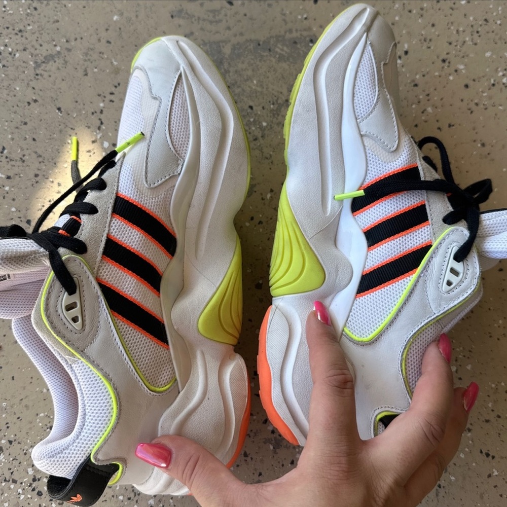 Limited edition White adidas with neon lining